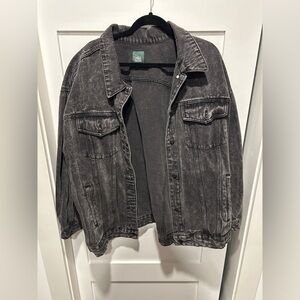 Oversized Black Distressed Denim Jacket